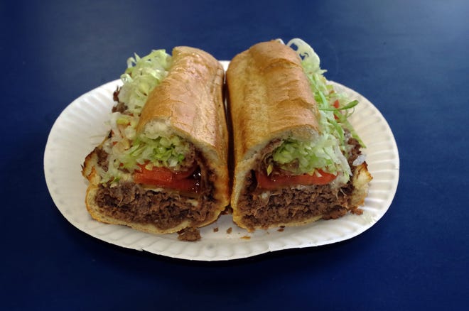 The Supreme House of Pizza of Brockton makes great steak & cheese sandwiches, but can also easily make sandwiches to order. This steak sandwich includes lettuce and tomato, pickles, and BBQ sauce on a toasted roll (full disclosure: this sandwich was offered to the photographer after pictures were done, who in a moment of supreme self sacrifice, accepted the offer and took it home and ate it for dinner in the principled auspicious pursuit of good journalism).