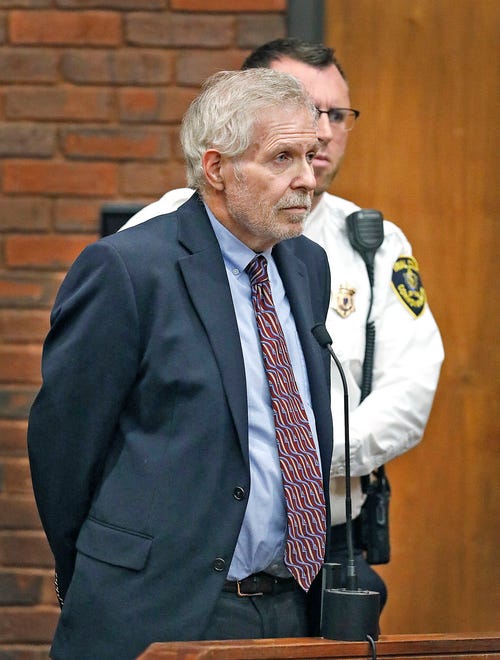 Norwell pediatrician Dr. Richard Kauff is arraigned in Hingham District Court on charges of sexual assault as a result of complaints from former patients on Monday, Nov. 20, 2023.